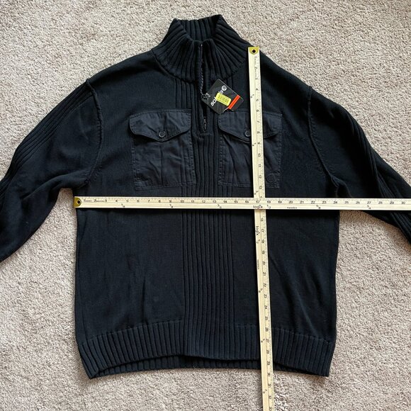 NWT Solaris 100%Cotton Front Pocket Ribbed 1/4 Zip Military Style Sweater MenXXL - Picture 9 of 10